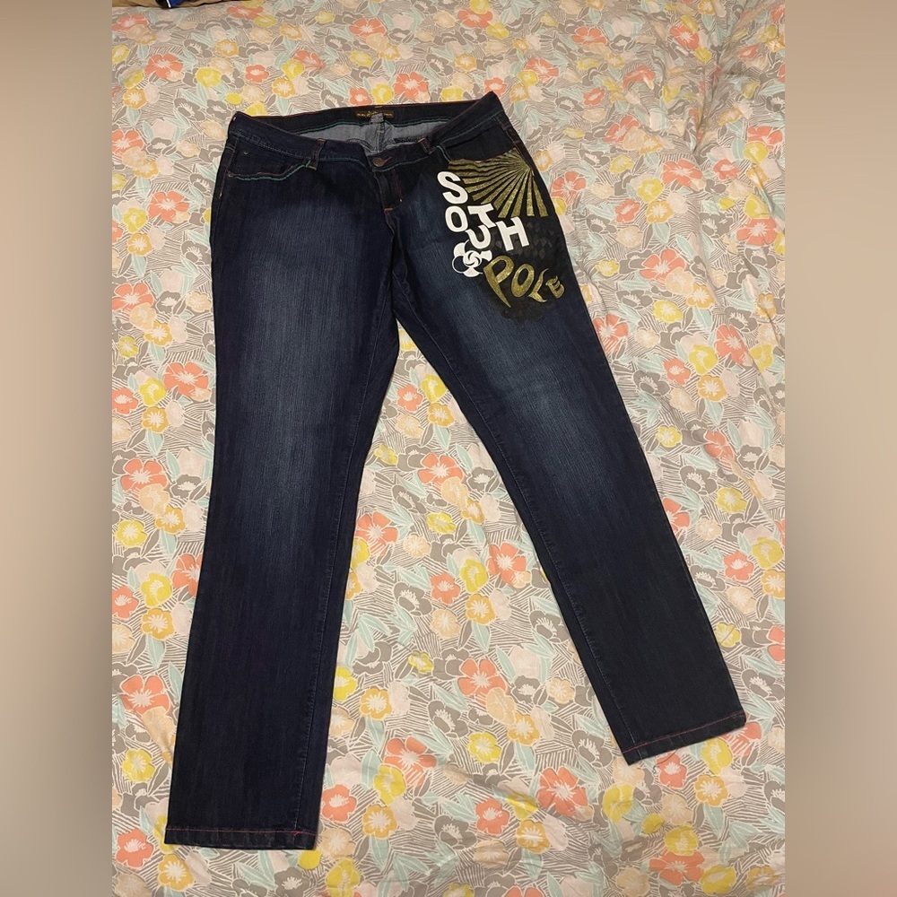 South Pole Women's Straight Leg Dark Blue Jeans